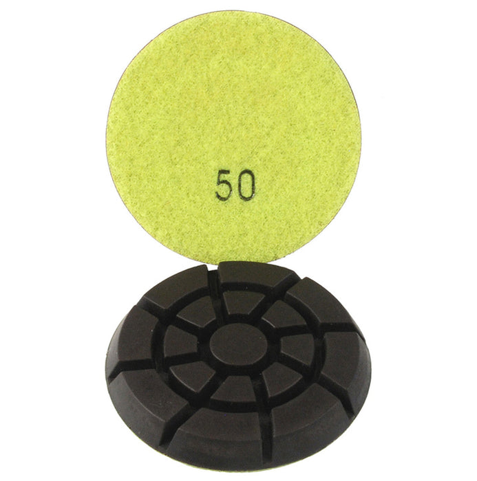 INLAND DIAMOND GRANILUX - COPPER/RESIN POLISHING PAD /  3" / 8MM / 50 GRIT / WET OR DRY