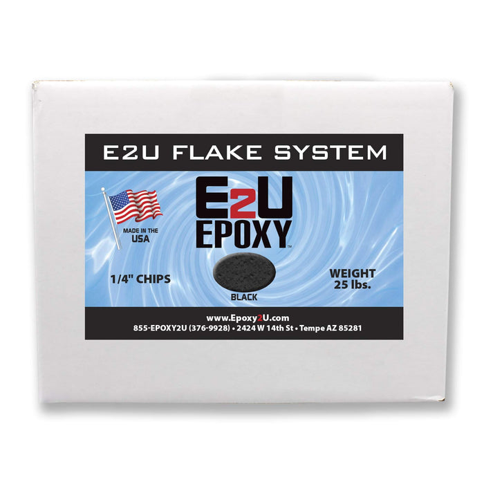 1/4″ Black Flake System Chips – sleek and bold for epoxy coatings