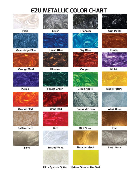 Range of E2U Metallic Pigments – customizable colors for epoxy flooring