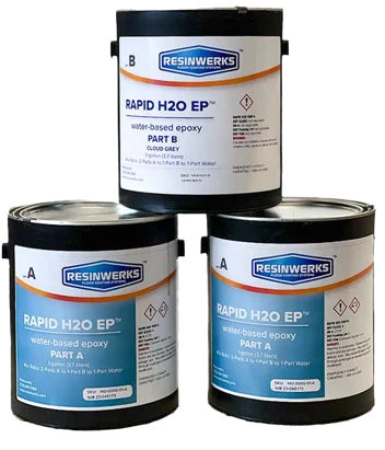 RAPID H2O 4 GAL KIT CLEAR..THICK BUILD WATER BASED EPOXY..2A : 1B MIX RATIO