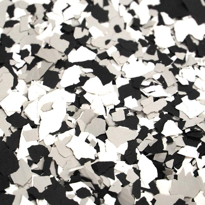 1/4″ Tuxedo Flake System Chips – black and white stone-inspired flakes